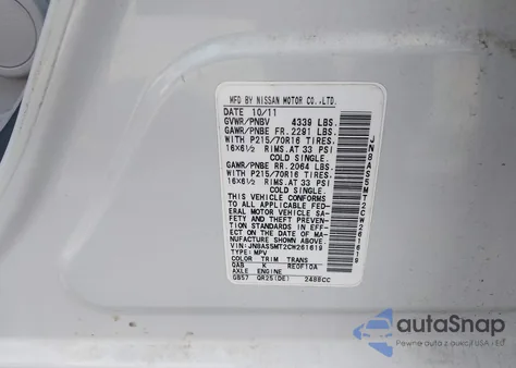 2012 Nissan Rogue S z USA, uszkodzony, nr VIN JN8AS5MT2CW261619
